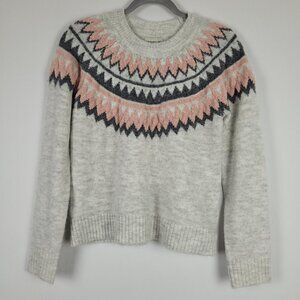 Silverflint Gray Pink Nordic Fair Isle Crewneck Sweater XS